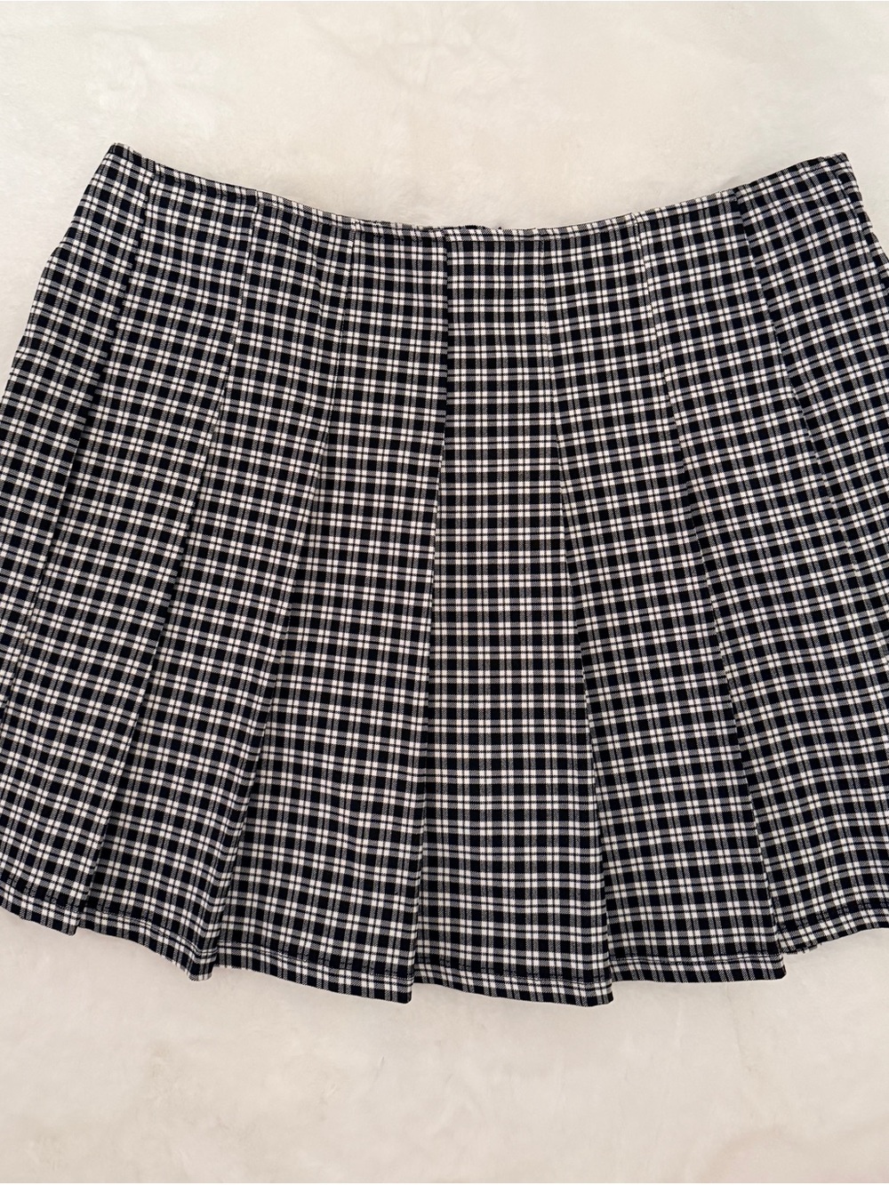 ARULA Black and White Plaid Pleated Mini Skort